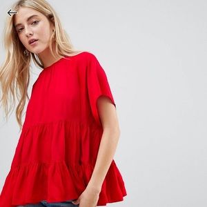 SOLD || ASOS DESIGN || red smock top
